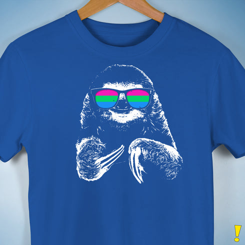 Pride Sloth Polysexual Flag Sunglasses Premium Unisex T-Shirt - Royal Blue